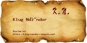 Klug Nándor névjegykártya